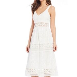 Chelsea & Violet White Lace Midi Dress Bridal Shower Engagement Cottagecore 10
